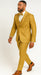 Men's Gold Floral Brocade Three-Piece Suit with Vest and Bow Tie