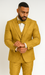 Men's Gold Floral Brocade Three-Piece Suit with Vest and Bow Tie