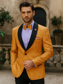 Designer Men’s Gold Tuxedo Blazer – Slim Fit Formal Style