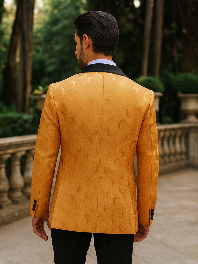 Designer Men’s Gold Tuxedo Blazer – Slim Fit Formal Style - Image 2