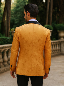 Designer Men’s Gold Tuxedo Blazer – Slim Fit Formal Style - Image 2