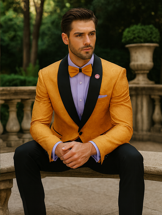 Designer Men’s Gold Tuxedo Blazer – Slim Fit Formal Style