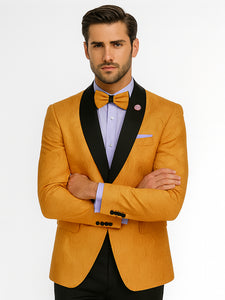 Designer Men’s Gold Tuxedo Blazer – Slim Fit Formal Style