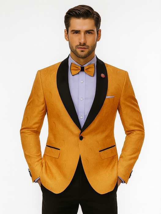 Designer Men’s Gold Tuxedo Blazer – Slim Fit Formal Style