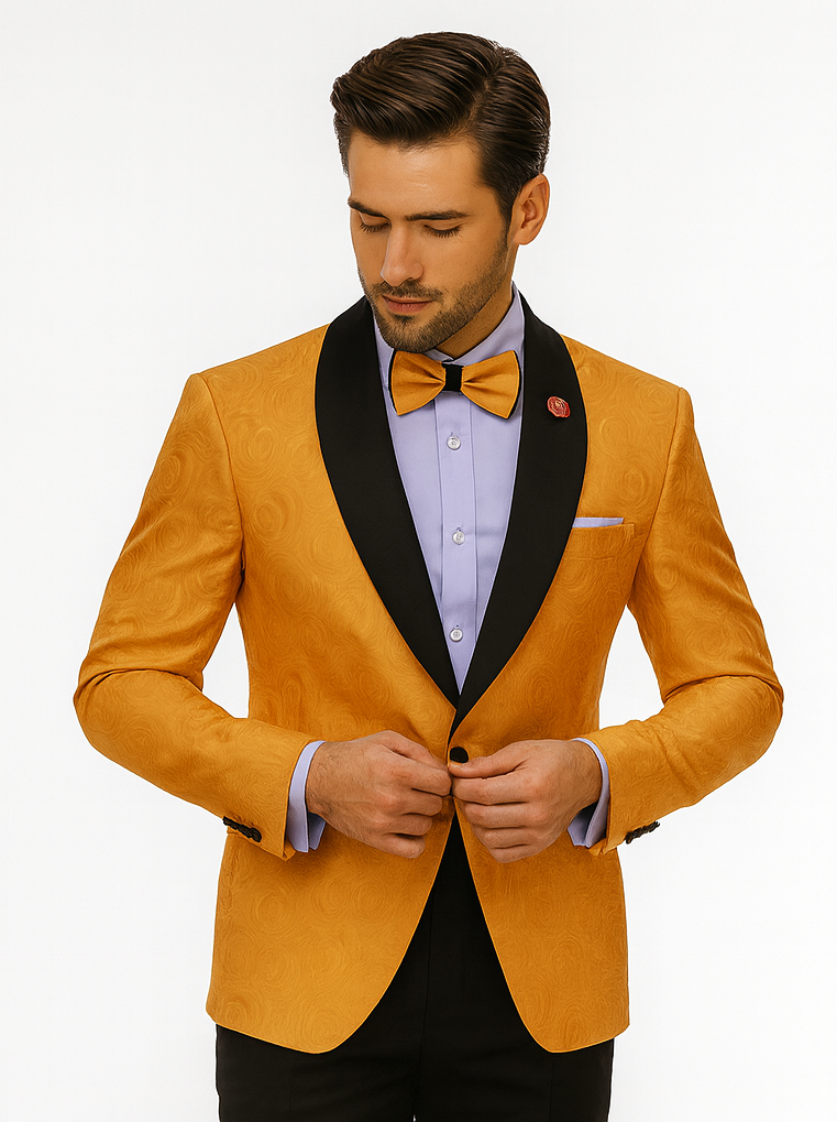 Designer Men’s Gold Tuxedo Blazer – Slim Fit Formal Style - Image 8