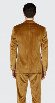 Gold Velvet Suit for Men – 2-Piece Skinny Fit Peak Lapel Formalwear by Tazzio - Image 3