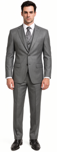 Vitali Brand Suits - Men's Gray 2 Button Vested Suit