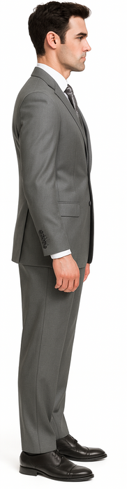 Men's Gray 2 Button Vested Suit