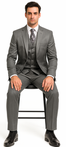 Vitali Brand Suits - Men's Gray 2 Button Vested Suit