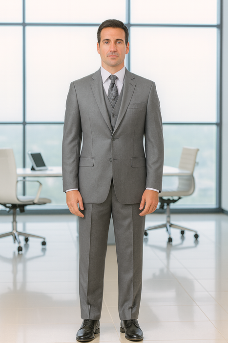 Vitali Brand Suits - Men's Gray 2 Button Vested Suit