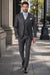 Men's Gray Pinstripe Three Piece Slim Fit Suits