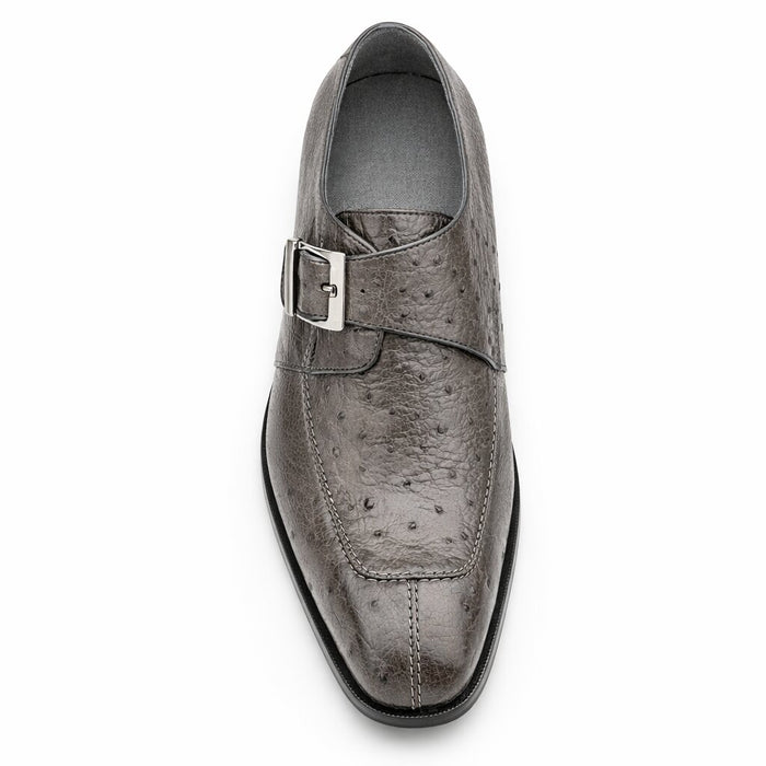 Belvedere Men's Shoes Gray Ostrich Side Buckle Strap Josh 114011
