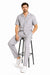 Men's Short Sleeve Linen Plain Gray Casual Casual Two Piece Mens Walking Outfit For Sale Pant Sets Suit With Pleated Pant - Mens Linen Suit