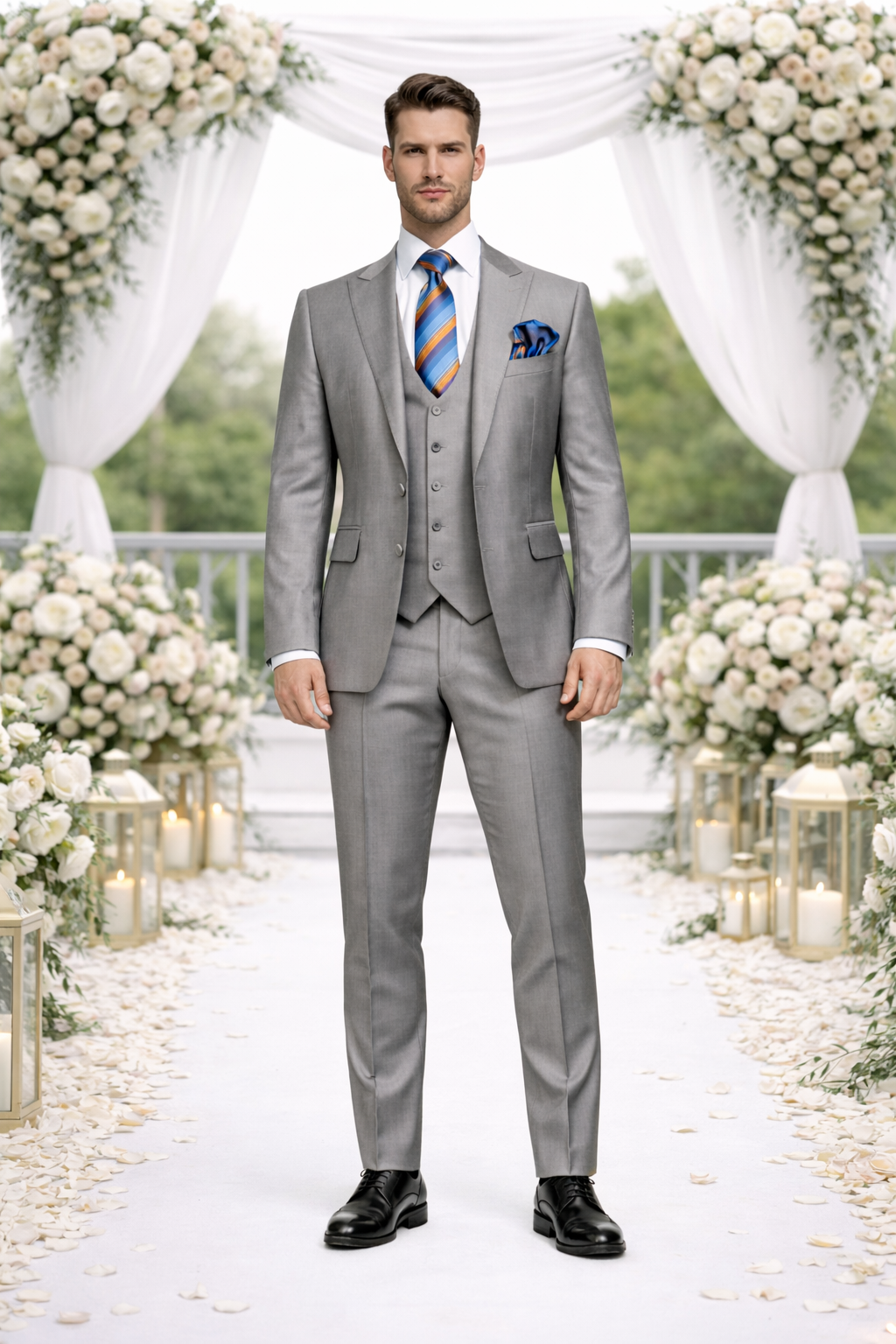 Men's Gray Slim Fit 3-Piece Suit by Rossiman – With Vest & Tailored Trousers - Image 6
