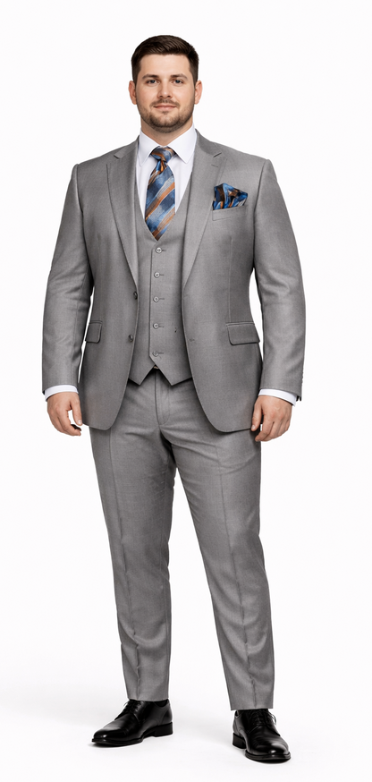 Men's Gray Slim Fit 3-Piece Suit by Rossiman – With Vest & Tailored Trousers - Image 8