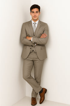 Men’s Gray Vested Modern Fit Suit – Stylish 3-Piece Formal Wear for Weddings, Business & Special Events