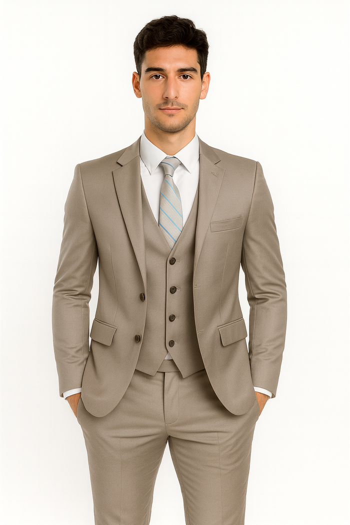 Men’s Gray Vested Modern Fit Suit – Stylish 3-Piece Formal Wear for Weddings, Business & Special Events
