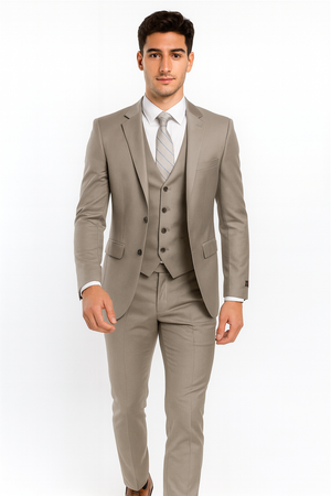 Men’s Gray Vested Modern Fit Suit – Stylish 3-Piece Formal Wear for Weddings, Business & Special Events
