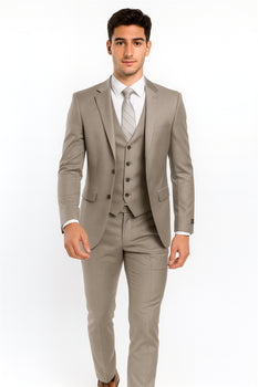 Men’s Gray Vested Modern Fit Suit – Stylish 3-Piece Formal Wear for Weddings, Business & Special Events
