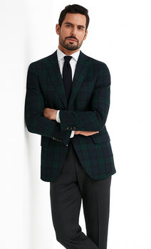 Men'S Green And Blue Tartan Plaid Window Pane Checkered Suit With Vest - Image 7