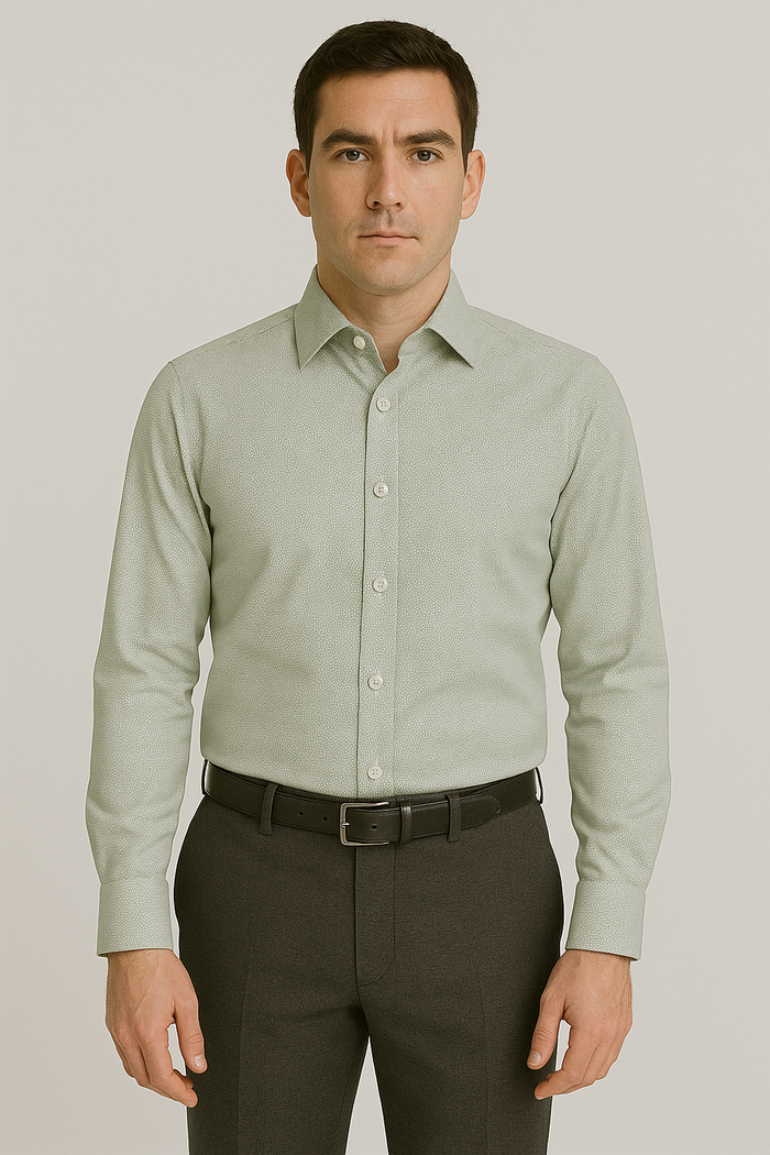 Mens Outlet Long Sleeve 100% Cotton Shirt - Green