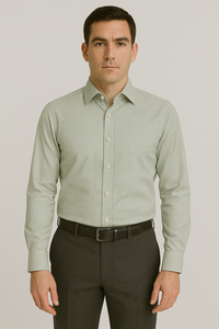 Mens Outlet Long Sleeve 100% Cotton Shirt - Green