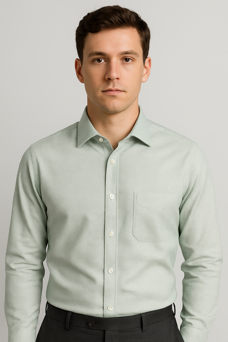 Mens Outlet Long Sleeve 100% Cotton Shirt - Green