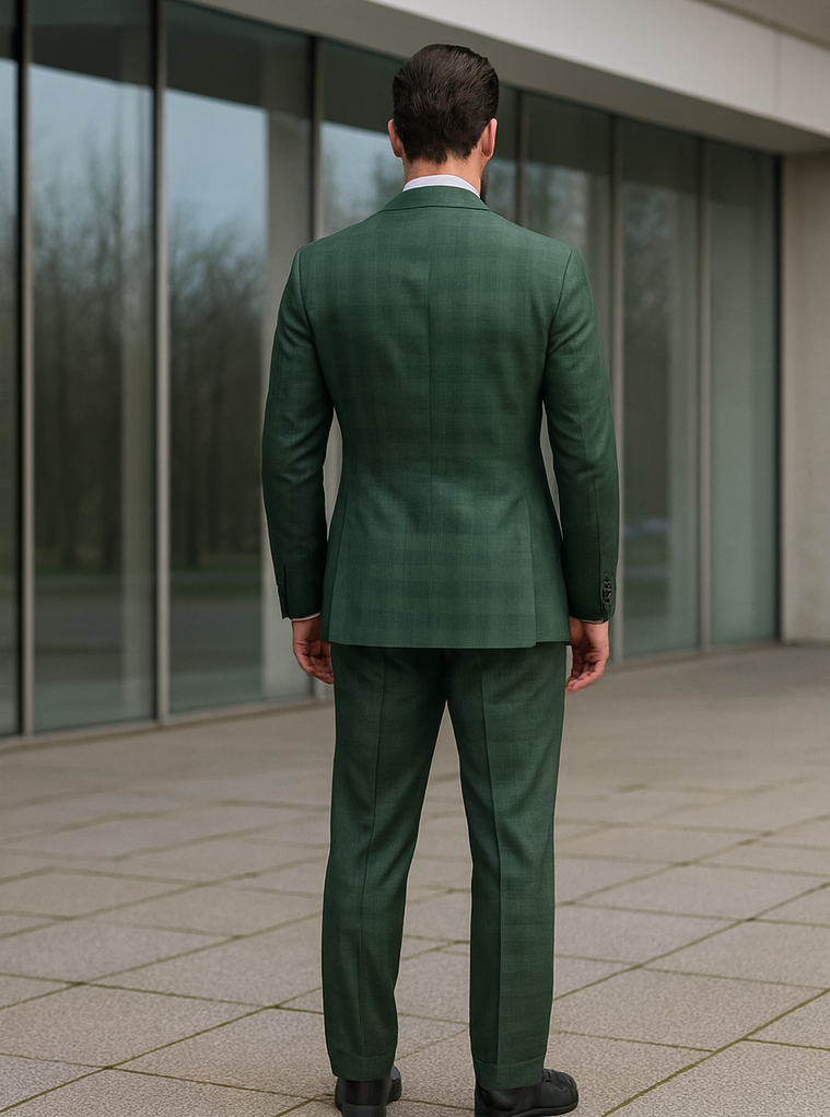 Designer Green Double-Breasted Suit – Formal Groom Attire - Image 2