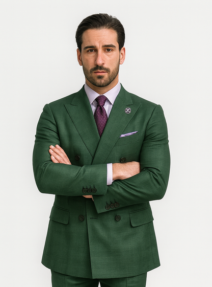 Designer Green Double-Breasted Suit – Formal Groom Attire - Image 5