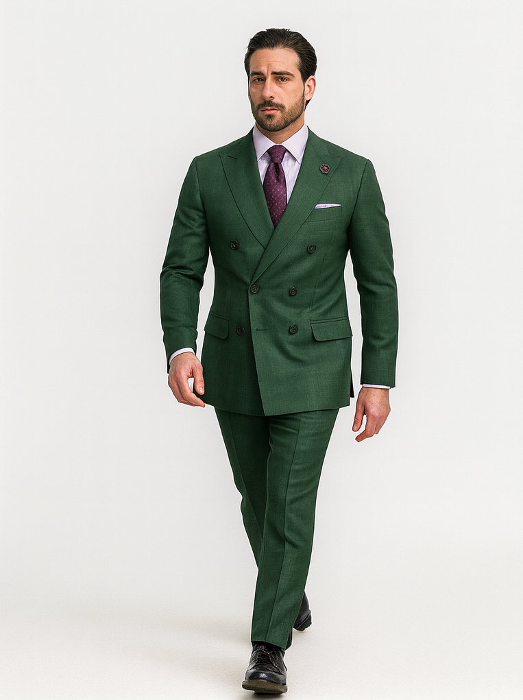 Designer Green Double-Breasted Suit – Formal Groom Attire - Image 6