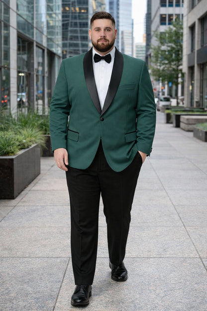 Mens Big and Tall Blazer - Green Plus Size Tuxedo Jacket - Image 6