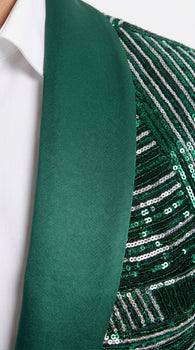 Mens Green Sequin Christmas Holiday Blazer – Luxury Party Jacket for New Year, Wedding and Festive Events New Year Jacket