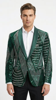 Mens Green Sequin Christmas Holiday Blazer – Luxury Party Jacket for New Year, Wedding and Festive Events New Year Jacket