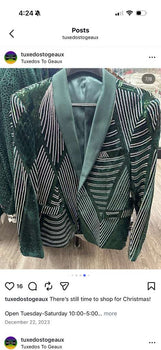 Mens Green Sequin Christmas Holiday Blazer – Luxury Party Jacket for New Year, Wedding and Festive Events New Year Jacket