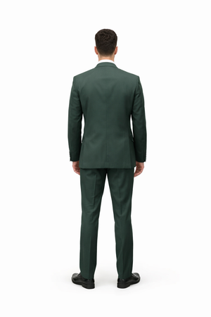 Men's Green Two Button  Flap Front Pockets Suit - Image 2