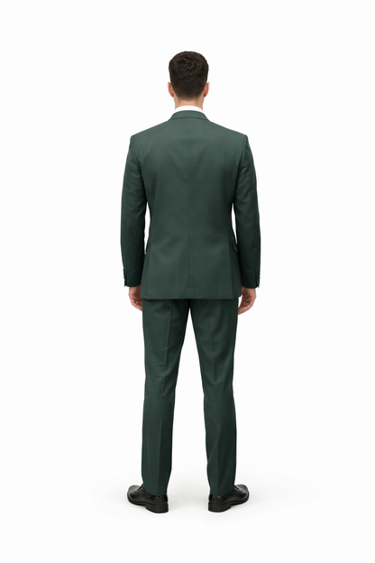 Men's Green Two Button  Flap Front Pockets Suit - Image 2