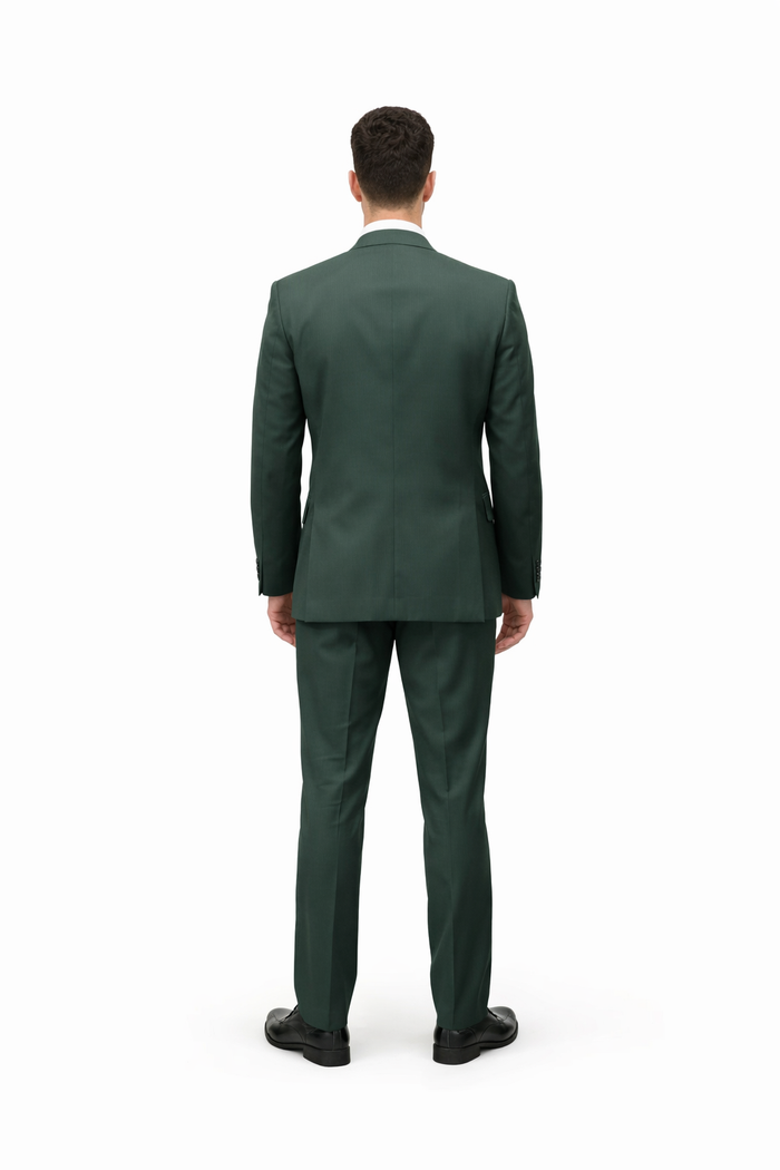 Men's Green Two Button  Flap Front Pockets Suit - Image 2