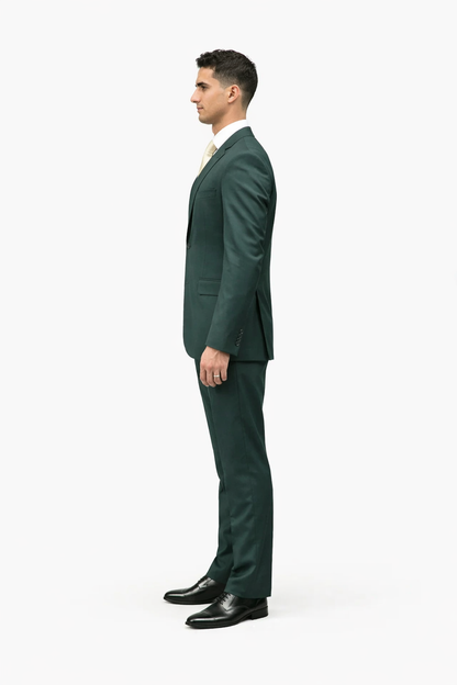 Men's Green Two Button  Flap Front Pockets Suit - Image 4