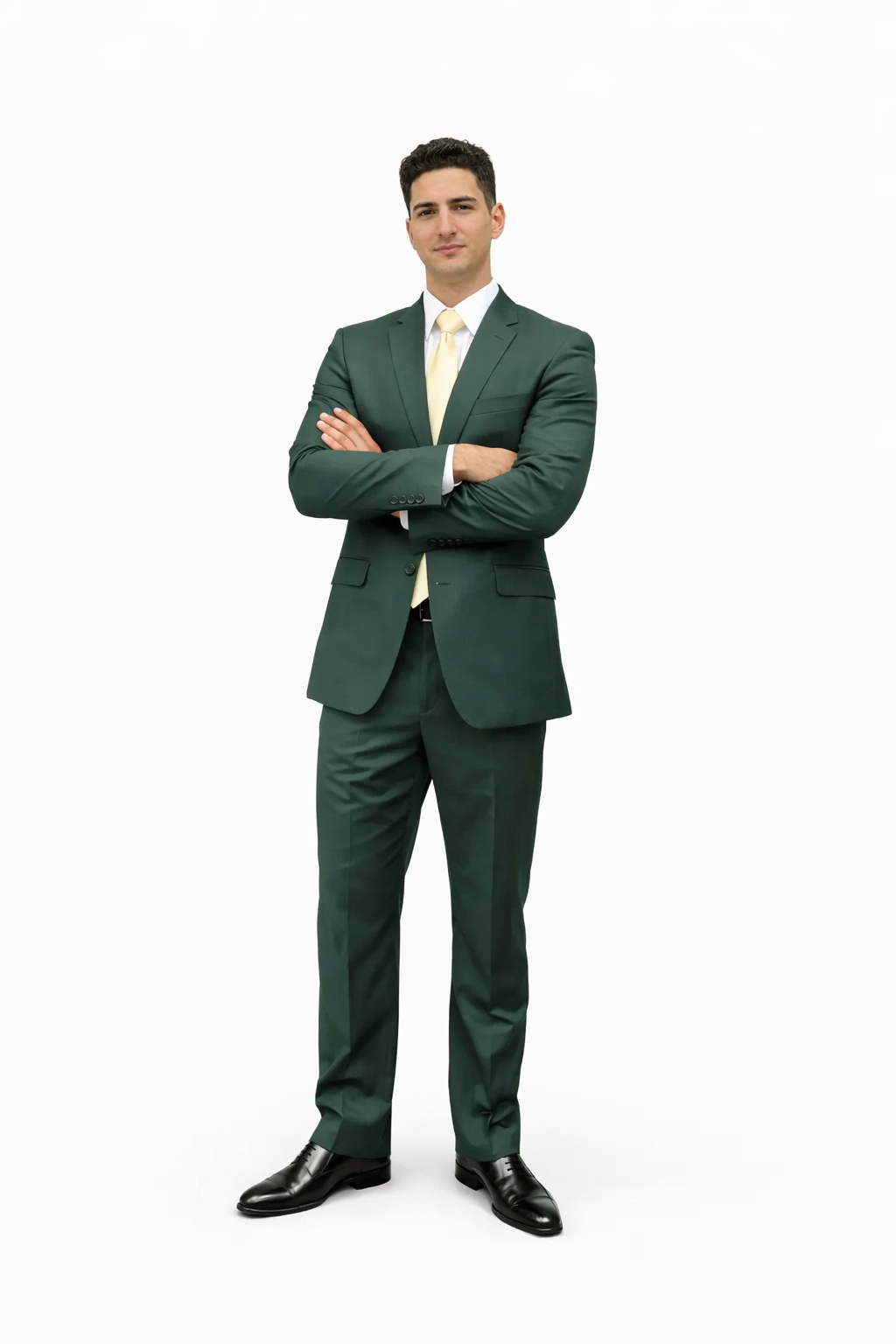 Men's Green Two Button  Flap Front Pockets Suit - Image 5