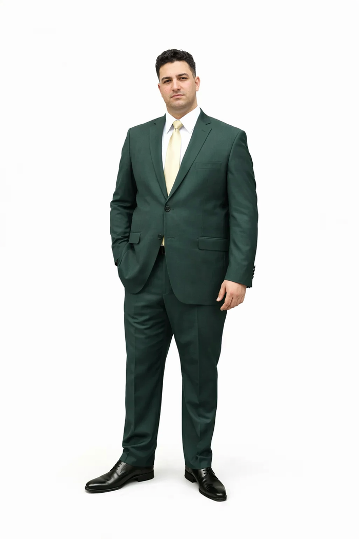 Men's Green Two Button  Flap Front Pockets Suit - Image 6