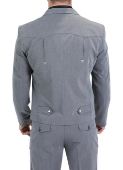 Men’s Grey Western Suit Set – Classic 2 Piece Formal Suit for Weddings, Business