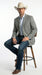Mens Grey Western Three Button Blazer – Classic Cowboy Style Formal Jacket Business Casual Sport Coat