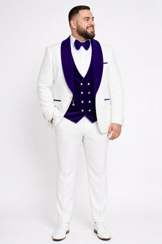 Wedding Tuxedo - Groom Suit - White and Royal Blue Prom Suit