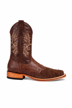 Men's King Exotic Elephant Skin Boots With Saddle Square Toe Handcrafted Brown (48177007) - Image 5