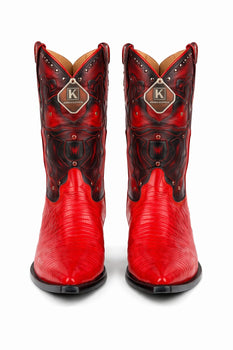 Men's King Exotic Boots Teju Lizard 3x Toe Red (495vf0712) - Image 6
