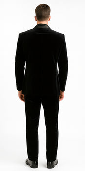 Men's High Fashion Black Shawl Lapel Velvet Suit + Velvet Pants - Image 2