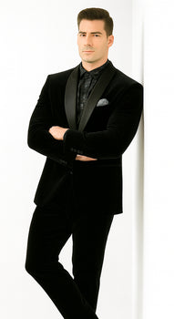Men's High Fashion Black Shawl Lapel Velvet Suit + Velvet Pants - Image 8