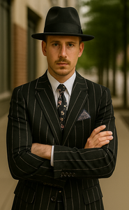 Mens High Fashion Vested Black and White Pinstripe Zoot Suit For Sale ~ Pachuco Mens Suit Perfect for Wedding