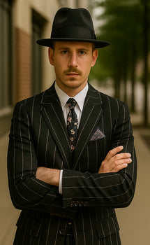 Mens High Fashion Vested Black and White Pinstripe Zoot Suit For Sale ~ Pachuco Mens Suit Perfect for Wedding - Image 8