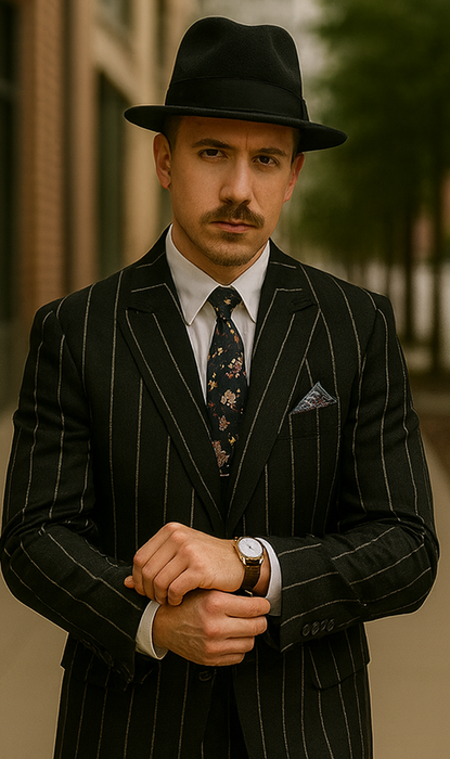 Mens High Fashion Vested Black and White Pinstripe Zoot Suit For Sale ~ Pachuco Mens Suit Perfect for Wedding